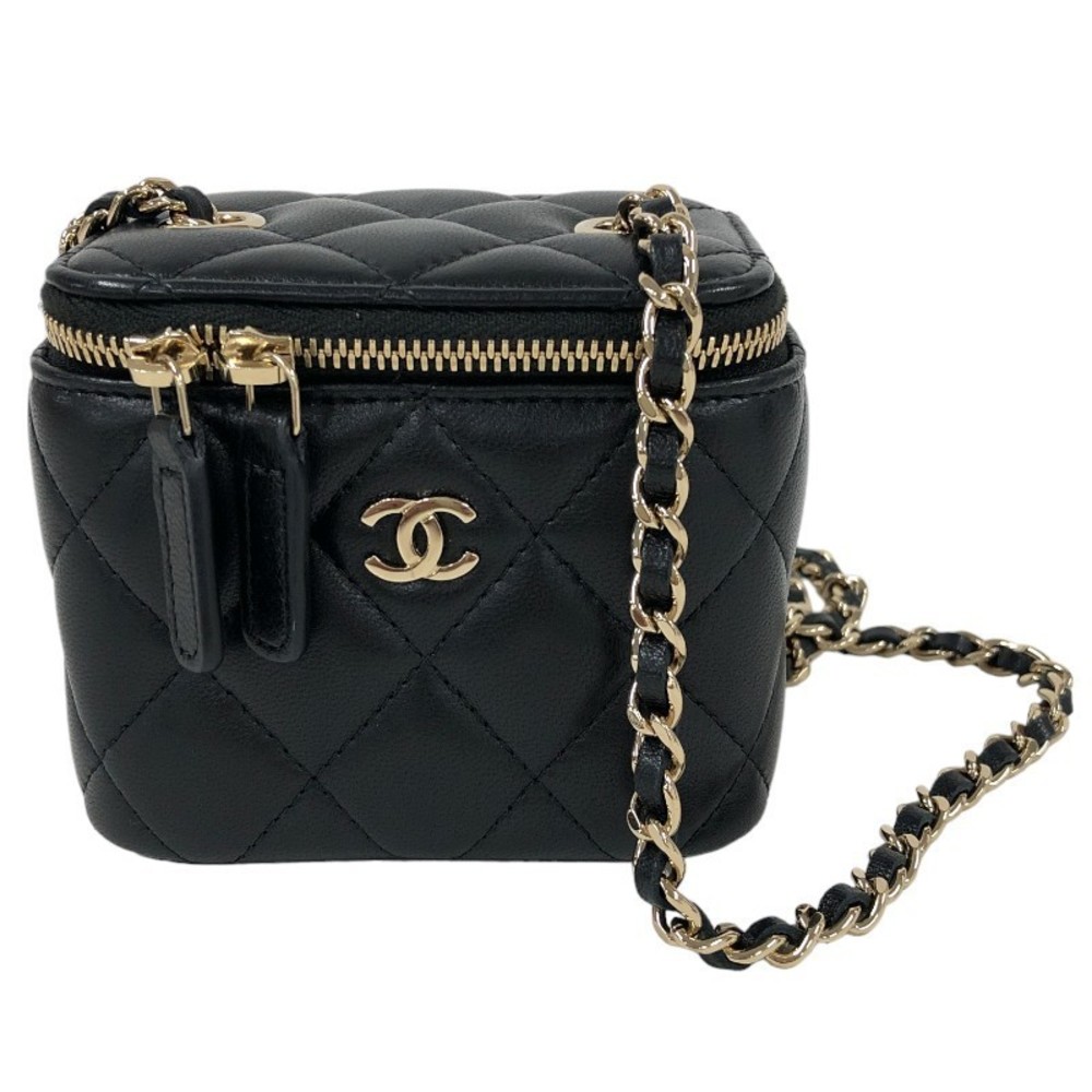 CHANEL Small Vanity Black Lambskin Shoulder Bag